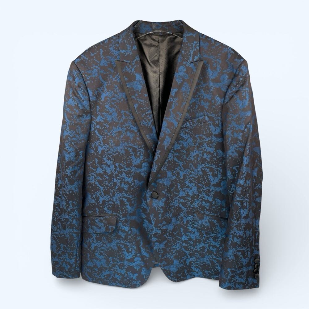 J. Ferrar Men's Suit Sport Coat Blue Black Jacquard Slim Fit 44 see description